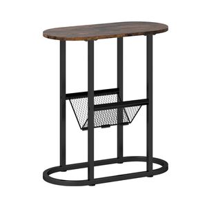 Tavolino ovale industriale a 2 livelli con ripiano in rete, tavolini da caffè - Product Image 4