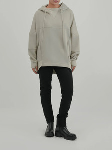 เสื้อสเวตเชิ้ตมีฮู้ดขนาดใหญ่แบบยูนิเซ็กส์สีทึบแขนยาวทรงหลวมพร้อมกระเป๋าด้านข้างและเชือกผูกปิด ชุดลำลองสำหรับฤดูใบไม้ร่วง - Product Image 1