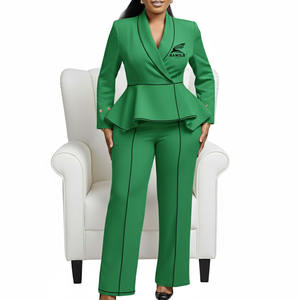 ชุดสูทลำลองผู้หญิงทรงสลิม ดีไซน์ล่าสุด กระดุมสองแถว ผ้าทอผสมคอตตอนและโพลีเอสเตอร์ สำหรับงานทางการและธุรกิจ - Product Image 5