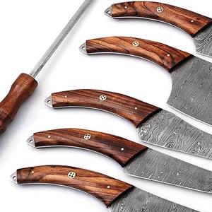 Juego de Cuchillos de Chef Profesionales de Damasco de 6 Piezas con Mango de Palisandro, Colección de Cuchillos de Cocina para Carne, Venta al por Mayor, Suministro de Fabricante OEM - Product Image 3