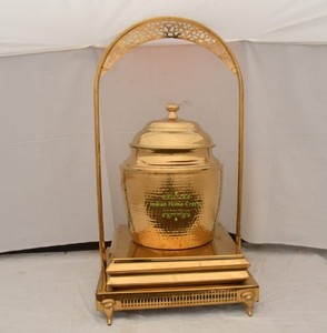 Hammered Brass Chafing Dish Gold Finish Round Food Warmer <b>Buffet</b> <b>Server</b> for Hotel Banquet Catering - Indian Home Crafts - Product Image 4