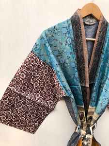 Kimono largo de seda atractivo, estilo bohemio, para mujer, ideal para la playa, vacaciones de verano, sexy, tipo bata. - Product Image 6