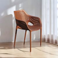 Fauteuil de jardin moderne en plastique tressé orange, léger, résistant aux intempéries, pour l'extérieur, la terrasse, le mobilier de maison