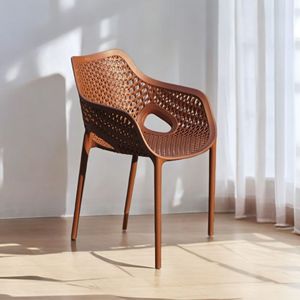 Fauteuil de jardin en plastique tressé orange, moderne, manuel, léger, résistant aux intempéries, pour terrasse extérieure, chaise de salon - Product Image 3