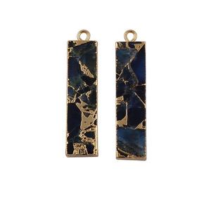 Beaux connecteurs de pierres précieuses en forme de barre de cuivre turquoise, pendentifs et colliers en or électroplaqués, vente en gros, fabrication de bijoux - Product Image 1