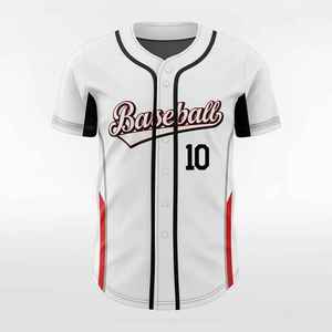 Maillots de baseball/softball personnalisés à 100 % avec impression par transfert thermique sur le devant, 100 % polyester, antibactériens, col en V, manches courtes, unisexe - Product Image 1