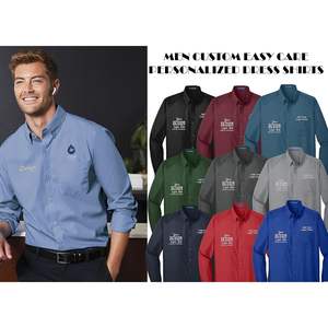 2025 <b>Men's</b> Long Sleeve Dress Button-Down <b>Shirts</b> W100 Custom Personalized Embroidery Easy Care with Logo Texts - Product Image 4