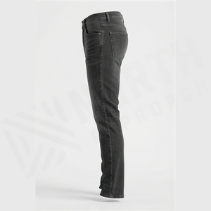 Jean en denim coupe droite délavé foncé pour homme, taille haute, coupe slim, en coton, style décontracté, pantalon d'automne - Product Image 3