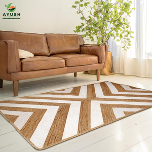 Tapis éthiques fabriqués à partir de fibres végétales 100% jute pour salon, chambre et couloir - Product Image 1