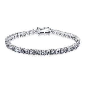 Pulsera de tenis de moissanita de cuatro garras, pulsera de plata de ley, pulsera de moissanita chapada en oro para hombre - Product Image 1