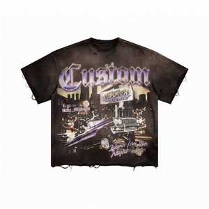 T-shirt vintage personnalisé surdimensionné pour homme en jersey 100 % coton, lavage à l'acide, anti-rétrécissement, 300 g, coupe ample et de qualité supérieure - Product Image 1