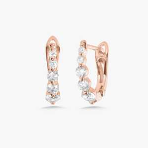 Diamond Huggie <b>Earrings</b> Graduated Round Cut Lab Grown Solitaire Everyday Wear Modern 12.5mm Hinge <b>Hoops</b> Gift For Women Wholesale - Product Image 3