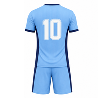 Uniforme de Fútbol Transpirable de Secado Rápido Unisex Más Vendido, Conjunto de Camiseta de Fútbol Azul Cielo Marino Sublimada, Ropa Deportiva de Entrenamiento de Verano