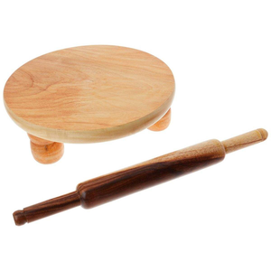 Ensemble Chakla Belan en bois lisse fait main pour usage domestique, comprenant un rouleau à pâtisserie et une planche à pâtisserie - Product Image 3