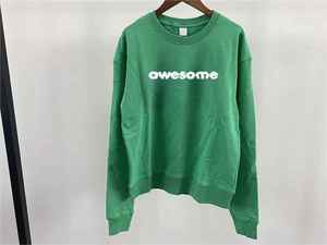 Sweat-shirt à col rond en chenille 2025, 100% coton premium, tissu éponge français, haute qualité, logo vert imprimé, sweat-shirt et pantalon - Product Image 2