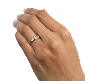 Bague de mariage demi-éternité en or massif 10K 14K 18K avec diamant de laboratoire princesse couleur DEF clarté VS VVS certifié IGI – Vente en gros - Product Image 6