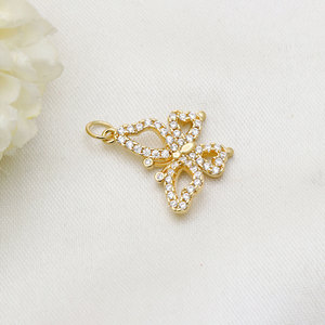 Pendentif Breloque Papillon en Argent 925 Plaqué Or avec Zircon Cubique, Aile Creuse, Accessoire de Bijouterie pour Fabrication de Bracelets, Idéal pour Cadeau - Product Image 2