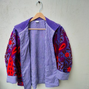 Handcrafted Breathable Eco-Friendly Purple Cotton Quilted <b>Jacket</b> Women Traditional Suzani Crewel Embroidery Winter <b>Blazer</b> - Product Image 1