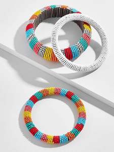 Pulsera de ganchillo artesanal con cuentas de vidrio multicolor, brazalete tubular tejido para mujer, joyería de fiesta, regalo. - Product Image 5