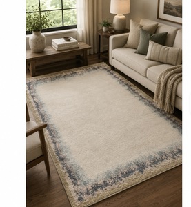 Ensemble de tapis modernes en laine tuftée à la main, motif abstrait bleu, rectangulaire, antidérapant, à poils moyens, avec envers en latex, nettoyage localisé, pour salon et chambre à coucher - Product Image 1