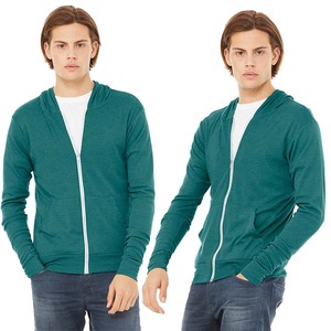 Sweat à capuche classique Bella Canvas pour homme, fermeture éclair, tissu tri-mélange, pour entraînement sportif, sweats à capuche à marque privée - Product Image 6