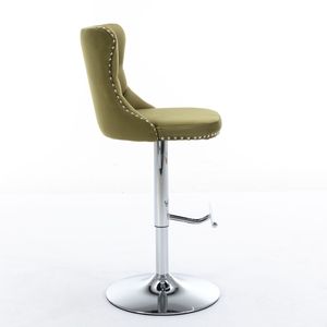 Modern Upholstered Chrome Base <b>Bar</b> <b>Stools</b> with Swivel Velvet Seat <b>Adjustable</b> 25 33 Inch <b>Height</b> Comfortable Backs - Product Image 4