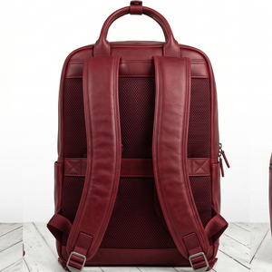 Wholesale Genuine Leather Laptop Bag Unisex Double Straps Softback Leather <b>Backpack</b> Bag Men <b>Women</b> - Product Image 3