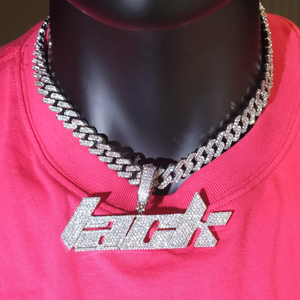Collar de Lujo Unisex de Plata 925 con Moissanita, Diseño Hip Hop Iced, Estilo Urbano, Personalizable con Letra, Bañado en Rodio, Venta al por Mayor - Product Image 6
