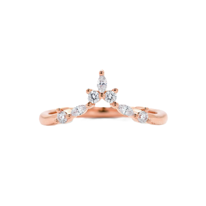 แหวนเพชรทรงมาร์คีส์และทรงกลมที่เพาะเลี้ยงในห้องปฏิบัติการ ทองคำแท้ 14K แหวนสัญญาแบบฝังเพชรทรงกรงเล็บ แหวนแต่งงานดีไซน์เรียบหรู แหวนโค้งมินิมอล - Product Image 2