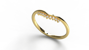 Luxury 18K Gold Curved Diamond <b>Ring</b> Band Round Diamonds <b>Ring</b> Band <b>Stacking</b> Band Promise <b>Ring</b> Anniversary Jewelry For Women - Product Image 2