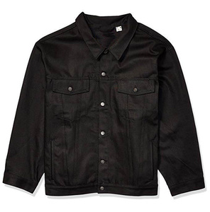 Veste en jean noire pour homme, coupe droite, fermeture boutonnée, style utilitaire, couleur unie, automne-hiver, légère, respirante, écologique, tissée - Product Image 1
