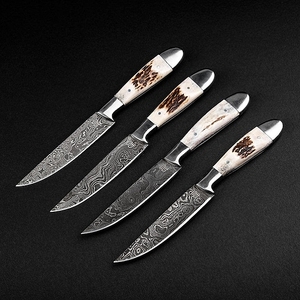 Ensemble de couteaux de chef en acier Damas de qualité supérieure, 4 pièces, style japonais, lame tranchante, manche en acier inoxydable ambidextre, couteau de cuisine - Product Image 2