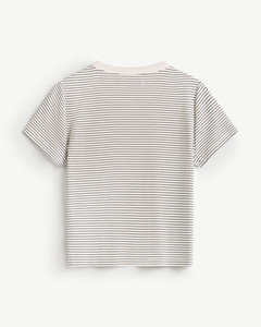 T-shirt décontracté pour femme de haute qualité, en polyvisco-spandex, col rond, manches courtes, ajusté, brodé sur la poitrine, tricoté 10F26TSSW028 - Product Image 5