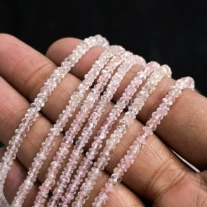 Cuentas facetadas de cuarzo rosa natural de 3-4 mm, hilo de cuentas de piedras preciosas de cuarzo rosa para la fabricación de joyería, venta al por mayor desde India, a granel. - Product Image 1