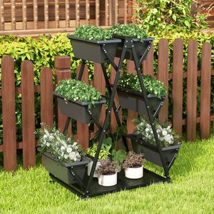 3-Tier Vertical <b>Raised</b> <b>Garden</b> <b>Bed</b> with 4 <b>Wheels</b> and 6 Container Boxes Versatile Storage Solution - Product Image 5
