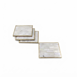 Black Mother of Pearl Coasters Luxury Mosaic Seashell Inlay Drink Coaster Round Iridescent MOP <b>Cup</b> <b>Mat</b> For Wholesale Corporate - Product Image 2