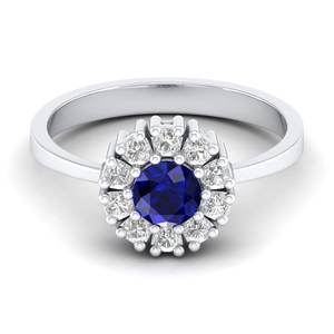 แหวนหมั้น REYES Solitaire เงินแท้ 925 ประดับเพชรโมอิสซาไนต์รับรองโดย GRA พร้อมพลอยไพลินสีน้ำเงิน ของขวัญวันเกิด เครื่องประดับชั้นดี - Product Image 1