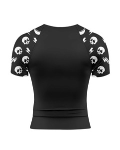 Rashguard noir à manches courtes pour homme avec motif tête de mort et imprimé de personnage, t-shirt de compression à séchage rapide pour MMA, BJJ, grappling - Product Image 3