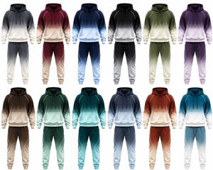 Conjunto Deportivo de 2 Piezas para Hombre, Sudadera con Capucha y Pantalones de Chándal con Cordón, Color Degradado, Manga Larga, Ropa Deportiva Informal - Product Image 6