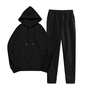 Survêtement unisexe décontracté en polyester de haute qualité, couleur unie, noir pour femme, design 2-en-1, col en V, manches longues, respirant, décontracté, automne - Product Image 1
