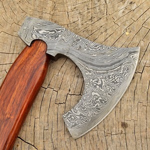 Tête de hache artisanale en acier Damas avec manche en bois et étui en cuir - Qualité industrielle DIY, disponible en ODM/OEM, lame de 5,5 pouces, 3 lb - Product Image 2