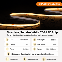 Bande LED COB sans points 512 LED/m IP68 24V 8mm CRI90+ Personnalisable pour éclairage architectural encastré et éclairage de meubles CobFlex