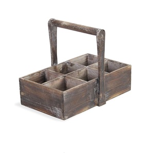 Boîte de rangement rectangulaire en bois avec poignées et séparateurs métalliques pour l'organisation des articles divers du salon, porte-couverts - Product Image 3