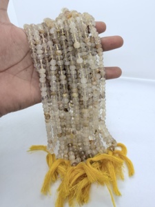 ลูกปัดควอตซ์รูไทล์สีทองธรรมชาติทรงรอนเดลล์ขนาด 8 มม. ความยาว 16 นิ้ว สำหรับทำเครื่องประดับควอตซ์รูไทล์สีทอง ขายส่งจากผู้ผลิต - Product Image 3