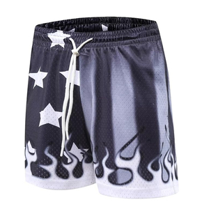 Custom Made Men Printed Sports Basketball Shorts Summer Bsci 100% Polyester Quick Dry Breathable Skull Flame Pattern Worsted - Product Image 5