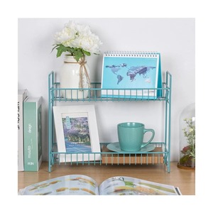 Stylish Blue Metal Two Tier Spice <b>Storage</b> <b>Rack</b> Suitable For Spices Condiments Cups And Countertop Organization From India - Product Image 4