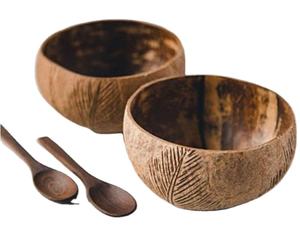Ensemble de vaisselle en bois de noix de coco bon marché en vrac en gros/bol et cuillère en noix de coco naturelle/bol en coquille de noix de coco fabriqué par Eco2go Vietnam - Product Image 1