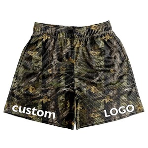<b>Men</b> Camouflage Print Polyester Swim <b>Trunks</b> Regular Fit Breathable With Custom Logo Lower Hem - Product Image 1