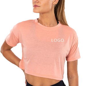 Wholesale Simple Printing <b>Crop</b> Tops Summer Women's Slim-<b>fit</b> <b>T</b>-<b>Shirt</b> Comfortable Soft High Elastic Female <b>Crop</b> Tops - Product Image 5