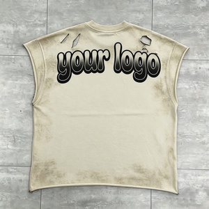 Camiseta sin mangas con estampado gráfico personalizado, 100% algodón, lavado ácido, calidad premium, para ropa urbana, servicio OEM. - Product Image 3